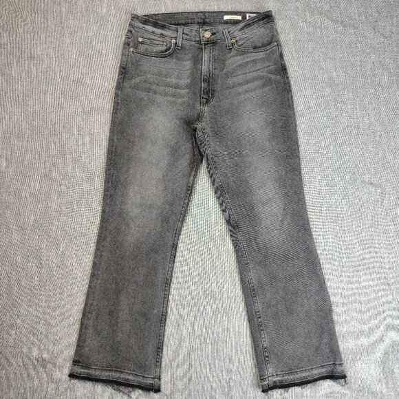 Noend Jeans Womens Size 31 Dark Wash High Rise Kick Flare Stretch Faded - Picture 1 of 16